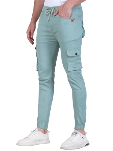 Image of Men's Cargo Pants with Pockets, Cotton Joggers, 6 Pocket Casual Trousers, Track Pants for Office and Parties, Comfortable