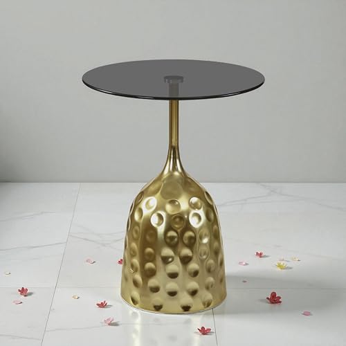 Image of The Attic Bellona Gold Hammered End Table Luxury Metal,Golden