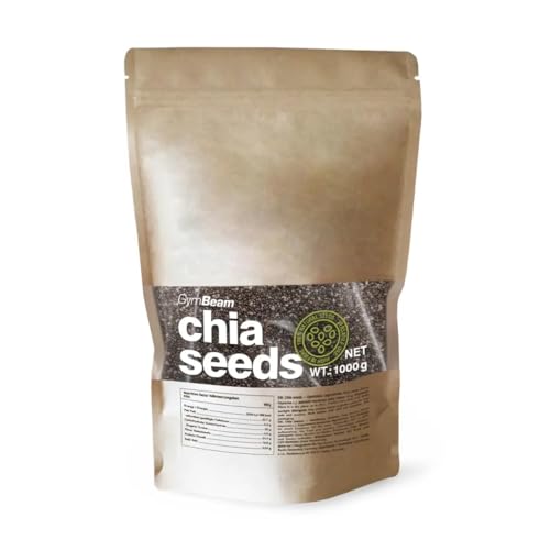 GymBeam Chiasamen - Superfood reich an Ballaststoffen, Proteinen und gesunden Fetten - Unterstützt Cholesterin, Verdauung, Herz, Gehirn und Knochen - Geeignet für Veganer und Vegetarier (1000 g)