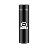 Stainless Steel Water Bottle for Mazda CX-3 2022 2023 2024 2025, Keeps Cold and Hot for 24H, Water Bottle with LED Temperature Display, Excellent Steel Quality,Black