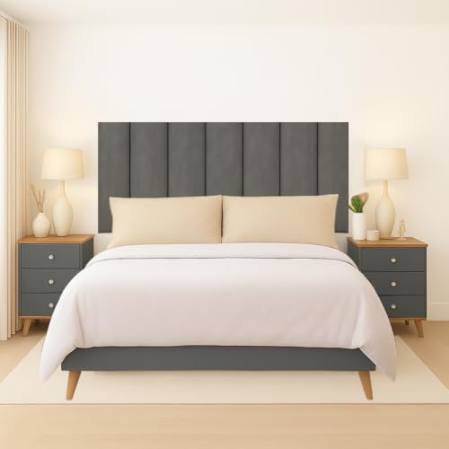 Conjunto Quarto Queen Mix – Cabeceira 1,60 + 2 Mesas de Cabeceira Retrô com 3 Gavetas (Onix/Freijó)