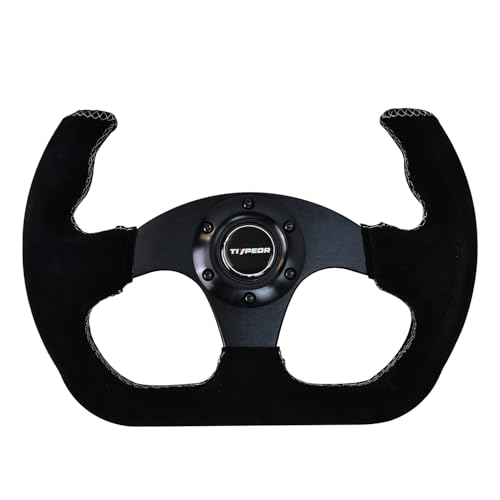 TIYPEOR D Shape Kart-Style Open-Top Suede Racing Steering Wheel for