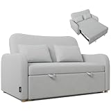 Nalui- Sofa Cama 2 plazas 3 en 1 Buddy 2 137x100x87cm con Respaldo Ajustable y 2 Almohadas (54x24cm). Sofa Cama Chaise Longue, Gris Claro