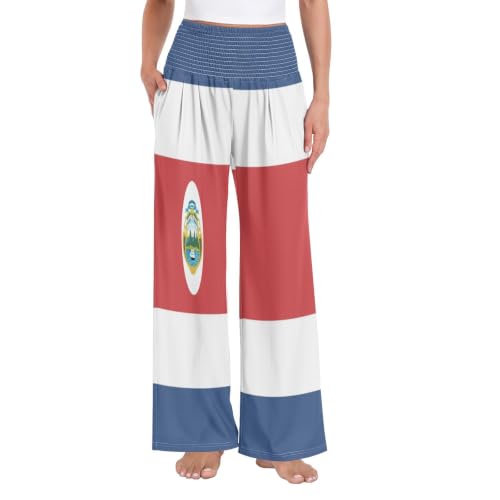 Pantalon Palazzo pour femme GuoChe respirant bleu et rouge imprimé original décontracté