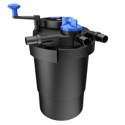 Three seconds Bio Pressure Pond Filter with 13W Cleaning Light 1840GPH/7000L Koi Pond Filter Pond Filters for Outdoor Ponds Ornamental Pond up to 2000 Gallons or Fish Pond up to 1000 Gallons