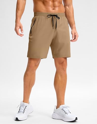 Image of Pudolla Men's Running Gym Shorts with Zipper Pockets 5 inch /7 inch / Lightweight Quick Dry Running Workout Athletic Short