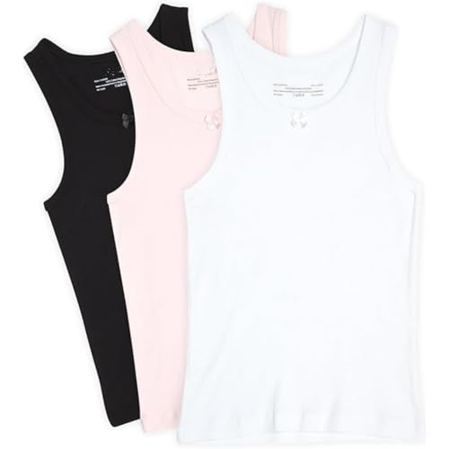 Girls Cotton Undershirt Tank Top, Multi Pack (Size 2T-14)
