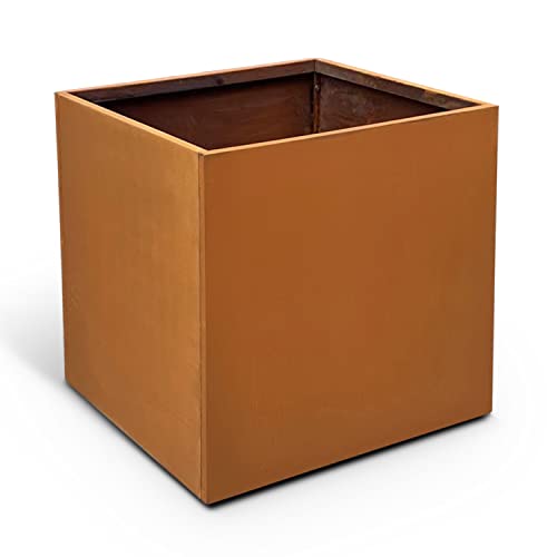 Corten Steel Metal Planter Box Square Cube Sizes Outdoor Flower Pot Spliceable Garden Decor for Commercial and Residential Patio, Deck and Backyard, 20'