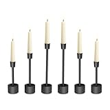 YUMORE Stainless Steel Black Candle Holders Candlestick 6 Packs Tall Taper Pillar Stable Base Stand Holders for Dining Table Wedding Centerpiece Decorations