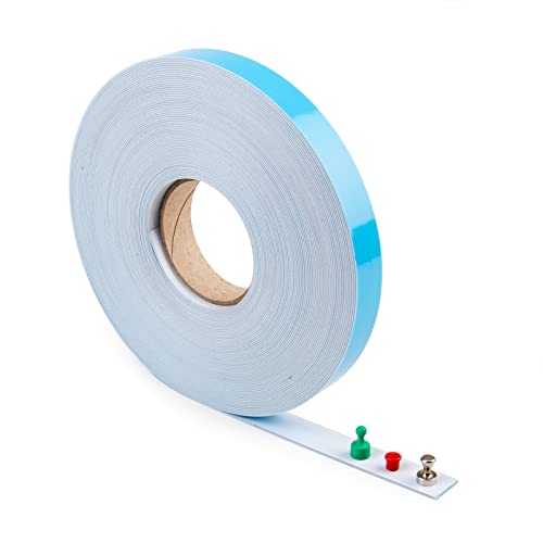 magnets4you - Cinta metálica autoadhesiva | Color blanco | Ancho 25 mm, se vende por metros | Base adhesiva para imanes, se puede cortar