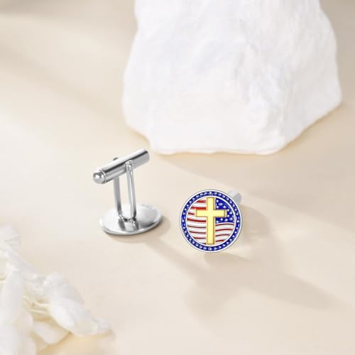 American Flag Cufflinks 925 Sterling Silver USA Cross Flag Cuff links Suitable Business Wedding Jewelry Gifts for Men2