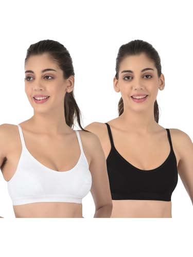 Image of Softline Women's 100% Cotton Wire-Free Non-Padded Bra Combo | Breathable & Soft Fabric | Full Coverage & Everyday Comfort (Pack of 2)