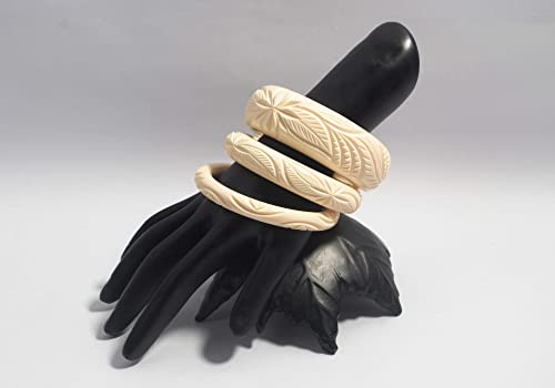 Pure Hands White Colored (Resin) Acrylic Bangle Bracelet Set (2.6 Inches) #TOP3