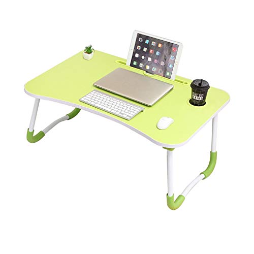Escritorios de regazo para computadora portátil, bandeja de cama, escritorio para laptop, mesa auxiliar, mesa de café, mesita de noche con ranura para tazas y colorida ranura para tarjetas (color: