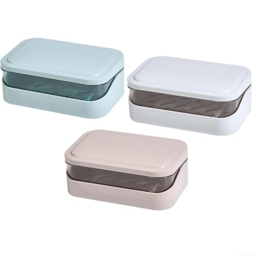 Yuanpgky Jabonera de plástico con diseño hueco desmontable para una conservación y drenaje eficaces del jabón, soporte de jabón blanco ABS + PP para baño, cocina y (azul)