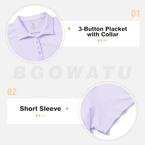 Image of BGOWATU Women's Polo Shirts Golf Tennis Shirts Short Sleeve 3 Buttons Collared Casual Top UV Sun Protection Dry Fit