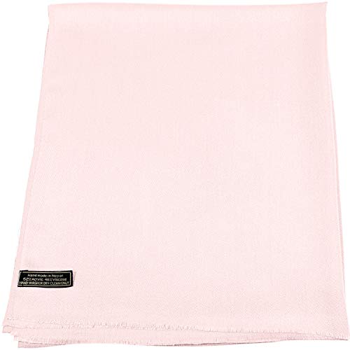 CJ Apparel Baby Pink Light Pink Solid Color Fringe Design Nepalese Shawl Scarf Wrap Stole Throw Head Wrap Pashmina Hand Made in Nepal New2
