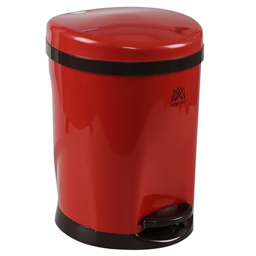 Caneca de basura redonda de 2 galones con pedal rojo miniatura 1