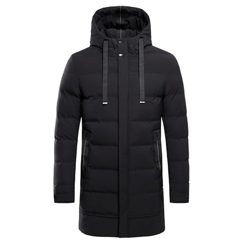 Chaqueta larga de plumón para hombre con cremallera y capucha abrigo de invierno ZDJSWJ