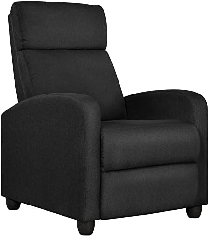 Yaheeteh Recliner Chair Adjustable Modern Single Reclining Sofa Upholstered Chair Fabric Recliner with Pocket Spring Living Room Bedroom Home Theater Black