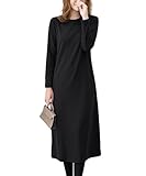 [Four leaf] おしゃれ×リラックス ワンピース レディース 春 秋 長袖 シャツワンピース tシャツワンピース 膝丈 ミモレ丈ワンピース 膝下丈 ミモレ丈 ロング ロング丈 無地 秋冬