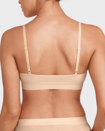 Image of INLYRIC Women's Cotton Bralette - Wireless Unlined Sleep Comfortable Seamless Cami Bra