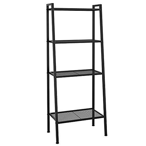 Shuangz 4 Tier Ladder Shelf, 23.6L X 13.8W X 57.9H Inch Industrial Bookcase Ladder-Shaped Plant Flower Stand Rack Storage Shelves For Living Room, Black (Hssc-1) #TOP4