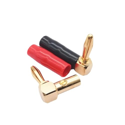 Conectores tipo banana de 4mm para cable de altavoz con ángulo recto de 24K 5