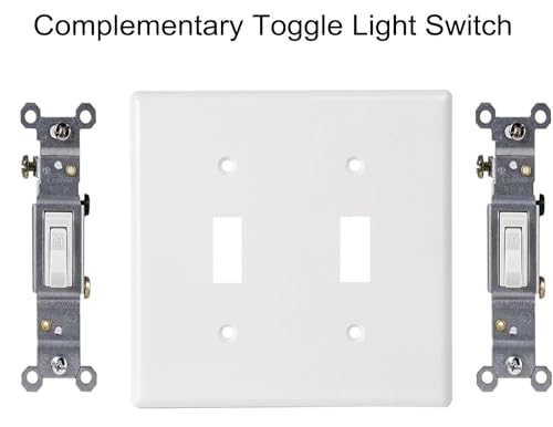 Image of Toggle Light Switch Wall Plates 2-Gang Switch Electrical Cover Plate Unbreakable Thermoplastic Faceplate, White (10 Pack)