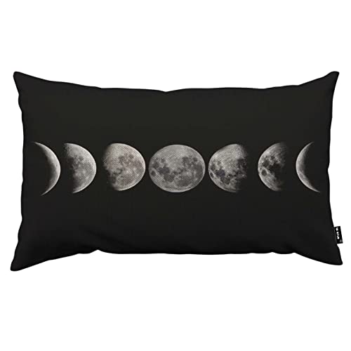 TKS MITLAN Moon Throw Pillow Case Cushion Cover The Course of The Lunar Cycle to Form a Moon Linen Couch Bed Sofa Car Waist Cushion Cover 12 x 20 inch