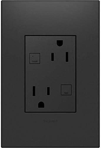 Legrand adorne 15A GFCI Tamper-Resistant Outlet, Plus-Size with Matching Wall Plate (Graphite Finish), AGFTR2153G4WP