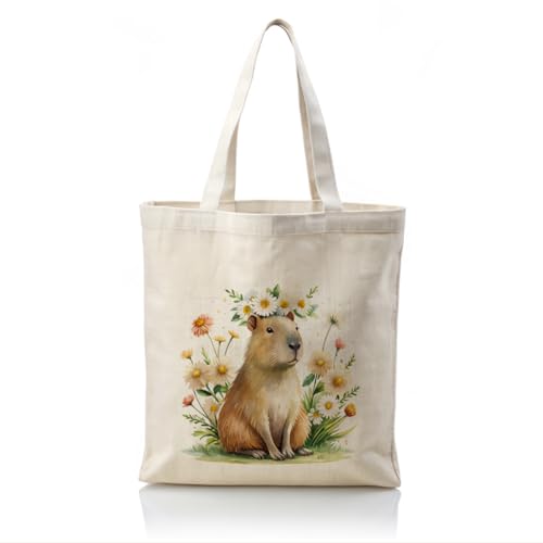 WDSXWH Women Canvas Tote Bag Aesthetic, Capybara Eco Tote Bag,