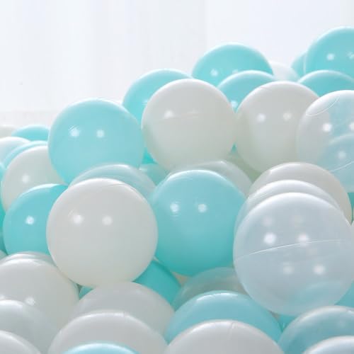 PlayMaty 100 Stück bunte Pit Bälle ohne Phthalate und BPA aus Crush-Proof-Stress-Bällen für Kinder-Spielhaus-Pool Ball Pit Zubehör, 2,16 Zoll (100 Bälle-Blau)