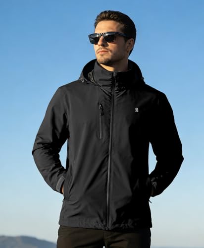 Image of Little Donkey Andy Mens Waterproof Rain Jacket Lightweight Windbreaker Hooded Jacket Packable Raincoat for Outdoor Hiking