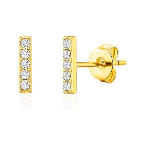 Philip Jones Gold Plated Bar Earrings with Zircondia Crystals Cover