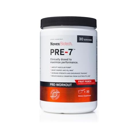 Novex Biotech PRE-7 Pre-Workout Powder – Best preworkout for Men - Boost Energy, Focus, and VO2 max, Increase Strength and Endurance Training, Support Hydration During prolonged Exercise* Cover