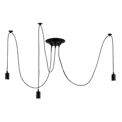 KTUXZCI Plafonniers, luminaires, lustre noir élégant, suspension araignée en fer forgé originale pour chambre à coucher, finition peinture noire.