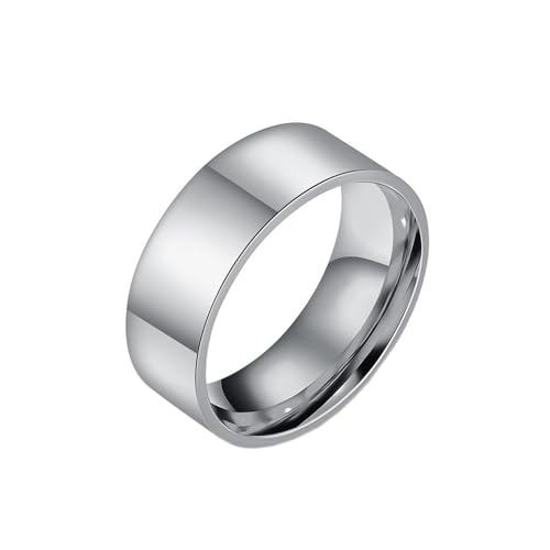 Unisex Stainless Steel Minimalist Polished Finish Pipe Cut Flat Dome Wedding Band Ring 2mm 4mm 6mm 8mm 10mm