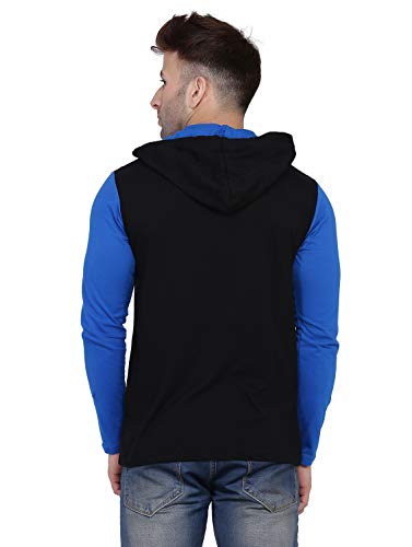 Image of Geum Men's Full Sleeve Hooded T-Shirt with Button-Down Front | Casual Slim Fit Cotton Shirt-Style Tee