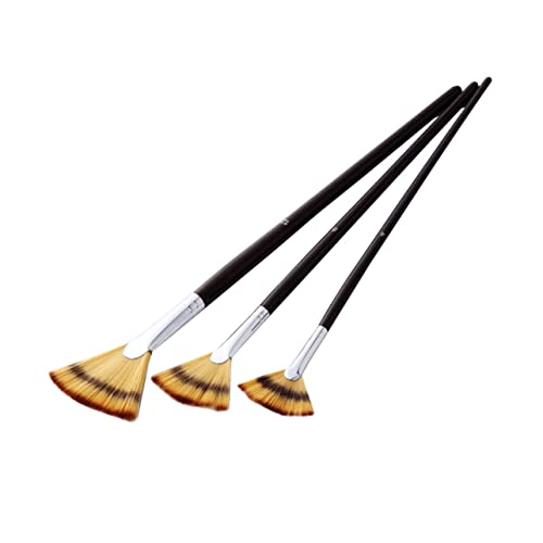 NUOBESTY Juego de 3 Pinceles para Pintar al Óleo con Acuarela Y Mango de Madera para Artistas con Forma de Abanico de Nailon Suministros de Arte