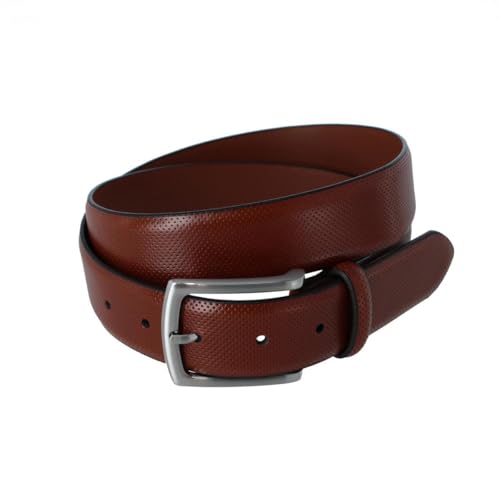 CTM Men's 35mm Pindot Dress Belt with Feathered Belt