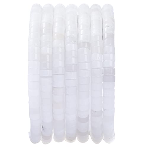 Natural White Agate Stone Spacer Beads 6x3mm 38cm/str Flat Round Loose Semi Gemstone Caps for Making Bracelets Necklace