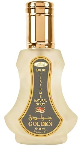 Consejos para Comprar Perfume Bebe Gold los mejores 10. 37 Al Rehab Golden – Amber, Sweet, Oud, Gourmand – Eau de Parfum Spray for Unisex, 1.18 Ounce / 35ml