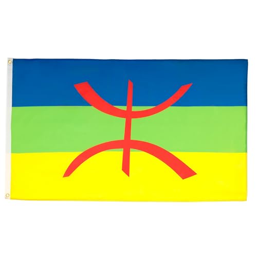 AZ FLAG - Lot de 2 Drapeau Kabylie - 150x90 cm - Drapeau Kabyle - Algérie Berbère 100% Polyester Avec Oeillets Métalliques Intégrés