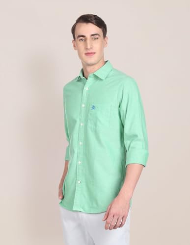 Image of U.S. Polo ASSN. Men's Solid Spread Collar Premium Cotton Oxford Tailored Fit Shirt