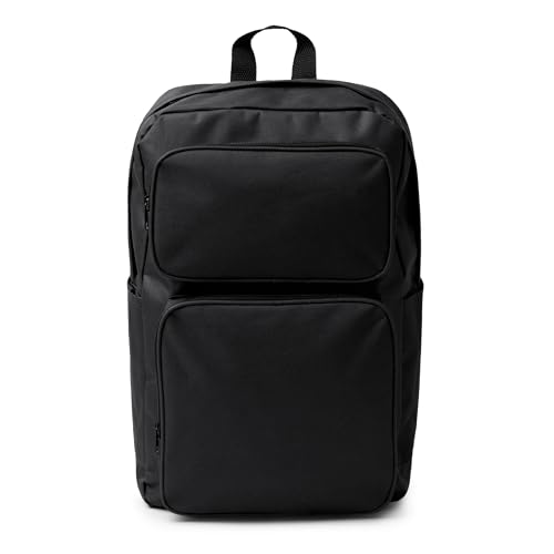 KINKIES Mochila de colores ligera con 23 Litros de capacidad y 2 bolsillos frontales grandes - Bolsa de estudios y deportes en poliéster reciclado cómoda y ergonómica (Negro)