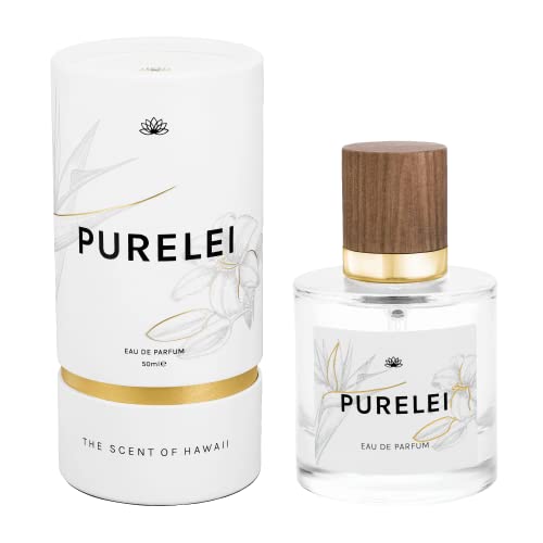 PURELEI® Eau de Parfum (1x50 ml), Blumig-fruchtiges Damen Parfüm inspiriert von Hawaii, Frisches Parfum Damen mit Bergamotte Kopfnote, Damenduft als Geschenk für Frauen