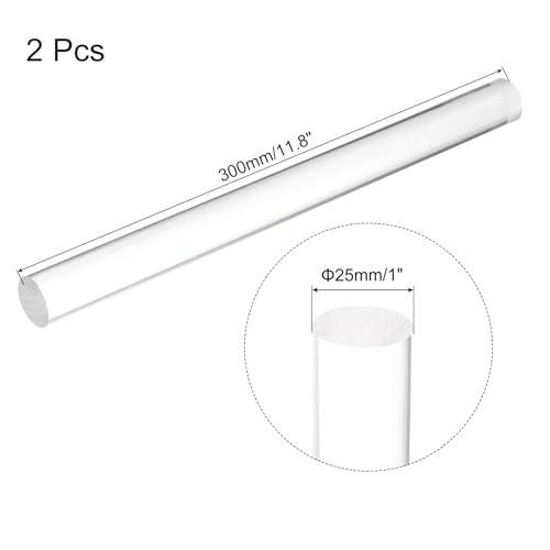 Image of MECCANIXITY 2pcs Acrylic Round Rods 1 inch x 12 inch Clear Acrylic Dowel Rods Sticks Plastic Sticks Strip for DIY Crafts Lighting Gardening Decoration - 25mm x 300mm