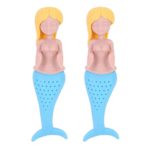2 Pack Mermaids Loose Leaf Tea Infuser, Cute Tea Infusers For Loose Tea, Tea Filter Mermaid Shape Tea Infuser Cartoon Silicone Tea Strainer Home Gadget Tea Accessory #TOP4