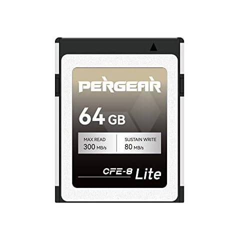 PERGEAR CFE-B Lite 64GB Cfexpress type-B memory card provides steady sustained write speed of 80MB/s, suitable for daily lightweight video and photo shooting production (2K, 1080P) Cover